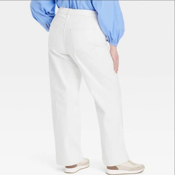 Women's High-Rise Wide Leg Jeans - Universal Thread White 24 - Picture 2 of 6